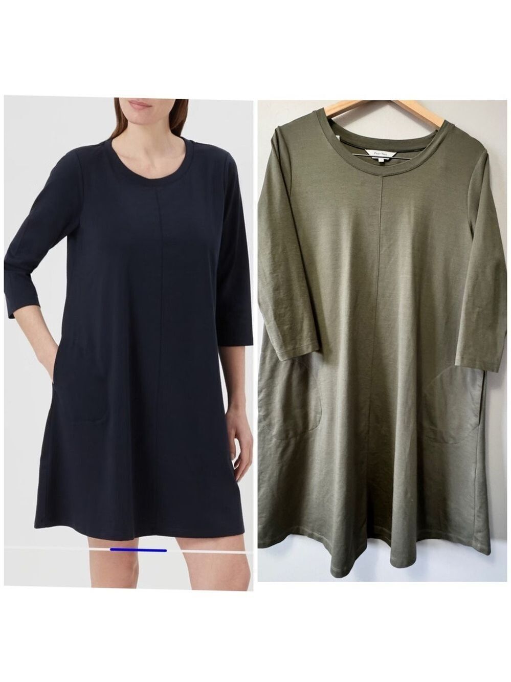 Part Two Nanika Olive Green 3/4 Sleeve Dresses SZ Large
